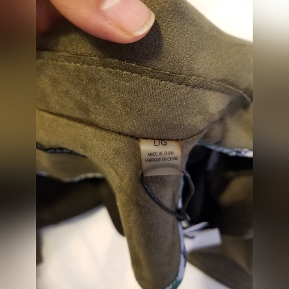 NWT T Tahari Jacket Faux Leather Women's Size L Color Olive Green - Picture 8 of 12